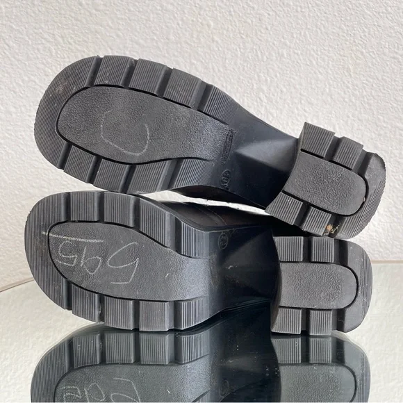 LOWER EAST SIDE Vintage Y2K Brown Faux Leather Chunky Platform Heeled Ankle Boot - Picture 12 of 14